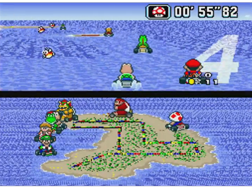Super Mario Kart gameplay footage (1992)